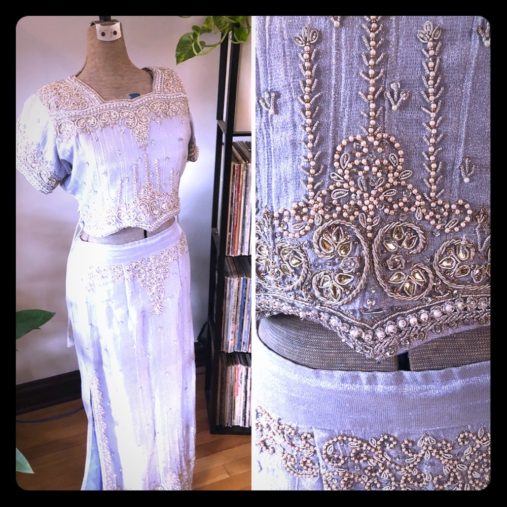 ❄️ Crystal Blue Hand-Beaded Lengha Dress❄️ - Picture 2 of 8